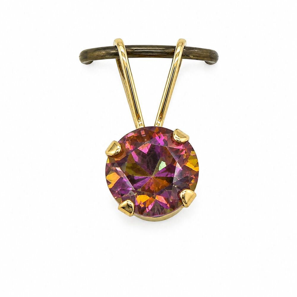 Exotic Ecstasy Mystic Topaz Pendant 14K Yellow Gold 0.66ct 5mm Round Cut